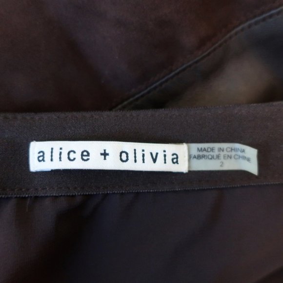 Alice + Olivia Mini Wrap Skirt Dark Brown Size 2 - Picture 5 of 7
